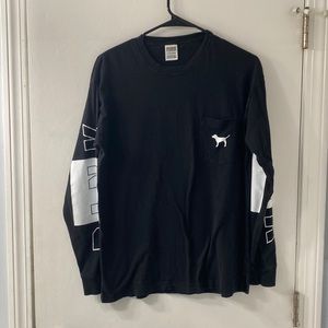 A long sleeve, black PINK shirt. Comfy and cute.